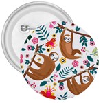 Floral Sloth  3  Button