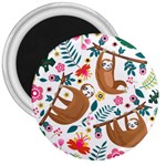 Floral Sloth  3  Magnet