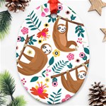 Floral Sloth  Ornament (Oval)