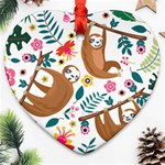 Floral Sloth  Ornament (Heart)