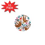 Floral Sloth  1  Mini Magnet (10 pack) 