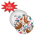 Floral Sloth  1.75  Button (10 pack) 