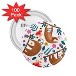 Floral Sloth  2.25  Button (100 pack)