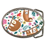 Floral Sloth  Belt Buckle