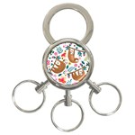 Floral Sloth  3-Ring Key Chain