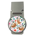 Floral Sloth  Money Clip (Round)