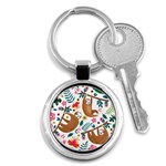 Floral Sloth  Key Chain (Round)