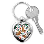 Floral Sloth  Key Chain (Heart)