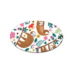 Floral Sloth  Sticker (Oval)