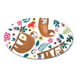 Floral Sloth  Magnet (Oval)