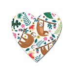 Floral Sloth  Magnet (Heart)