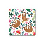 Floral Sloth  Magnet (Square)