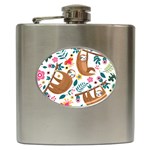 Floral Sloth  Hip Flask (6 oz)