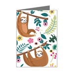 Floral Sloth  Mini Greeting Card