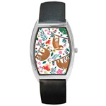 Floral Sloth  Barrel Style Metal Watch