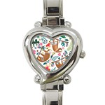 Floral Sloth  Heart Italian Charm Watch