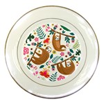 Floral Sloth  Porcelain Plate