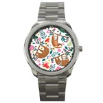 Floral Sloth  Sport Metal Watch