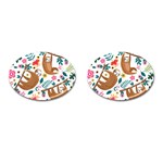 Floral Sloth  Cufflinks (Oval)