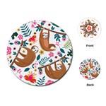 Floral Sloth  Playing Cards (Round)