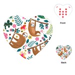 Floral Sloth  Playing Cards (Heart)