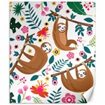 Floral Sloth  Canvas 8  x 10 