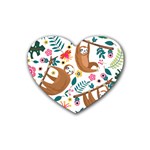 Floral Sloth  Rubber Coaster (Heart)