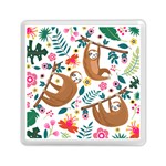 Floral Sloth  Memory Card Reader (Square)