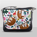 Floral Sloth  Messenger Bag