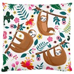 Floral Sloth  Large Cushion Case (One Side)