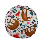 Floral Sloth  Standard 15  Premium Round Cushion 