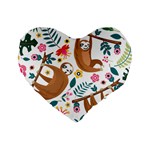 Floral Sloth  Standard 16  Premium Heart Shape Cushion 