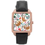 Floral Sloth  Rose Gold Leather Watch 