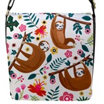 Floral Sloth  Flap Closure Messenger Bag (S)