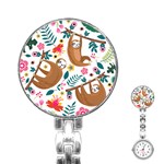 Floral Sloth  Stainless Steel Nurses Watch