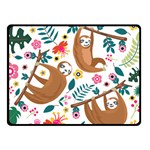 Floral Sloth  Double Sided Fleece Blanket (Small)