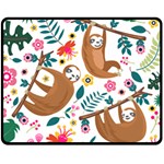 Floral Sloth  Double Sided Fleece Blanket (Medium)