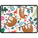 Floral Sloth  Double Sided Fleece Blanket (Large)