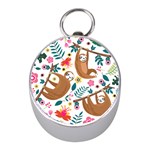 Floral Sloth  Silver Compass (Mini)