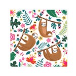 Floral Sloth  Small Satin Scarf (Square)