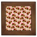 vintage strawberries Framed Tile