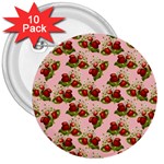 vintage strawberries 3  Button (10 pack)