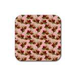 vintage strawberries Rubber Coaster (Square)