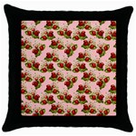 vintage strawberries Throw Pillow Case (Black)