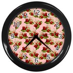 vintage strawberries Wall Clock (Black)