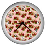 vintage strawberries Wall Clock (Silver)