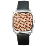 vintage strawberries Square Metal Watch