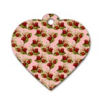 vintage strawberries Dog Tag Heart (One Side)