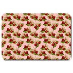 vintage strawberries Large Doormat