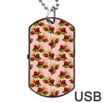 vintage strawberries Dog Tag USB Flash (One Side)